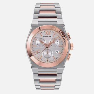 Ferragamo Mens Two Tone 42mm Bracelet Watch